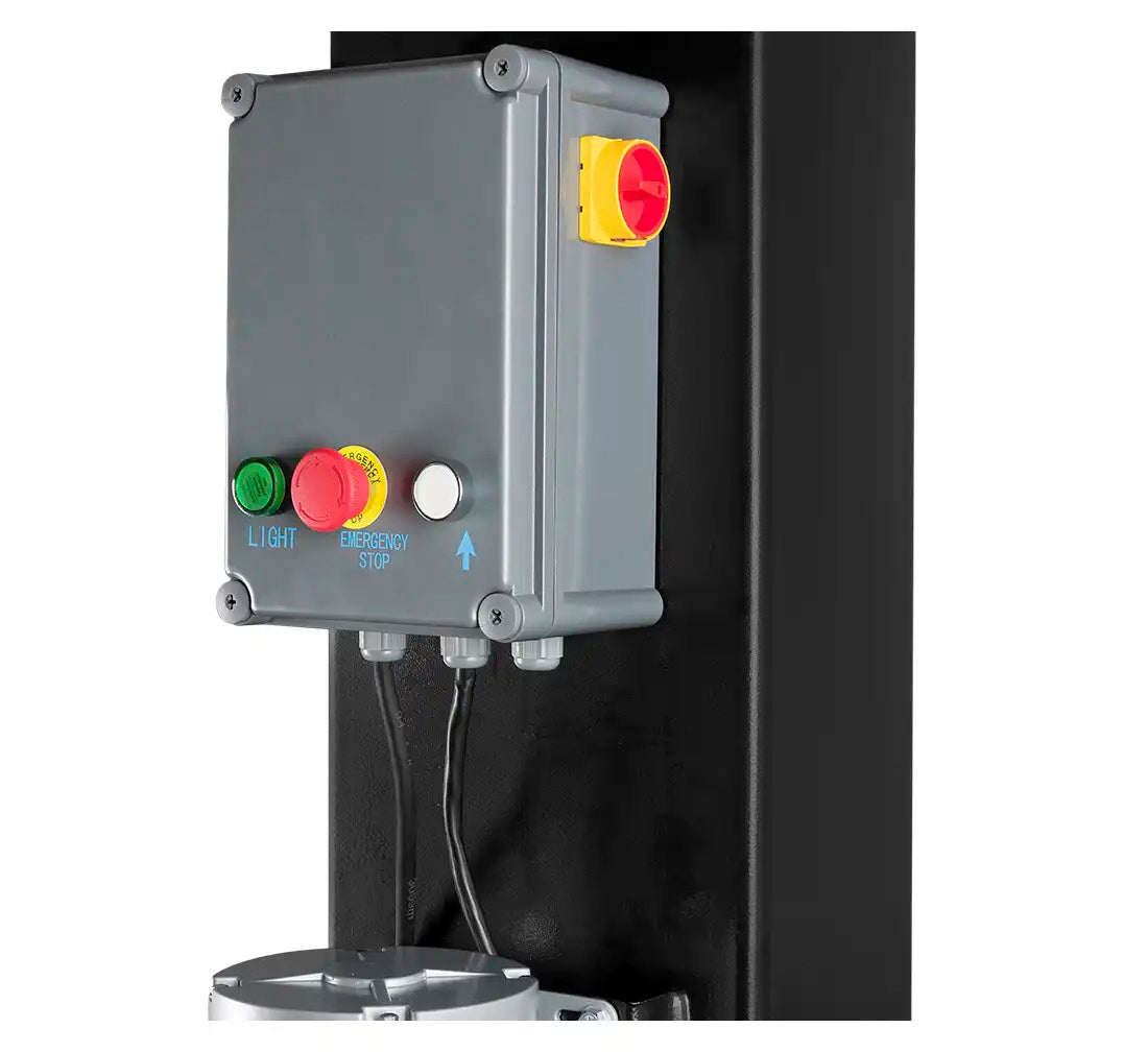 KÉTOSZLOPOS - CSÁPOS EMELŐ 4T KÉZI ELEKTROHIDRAULIKUS NYITÁSSAL 380V REDATS L-201
