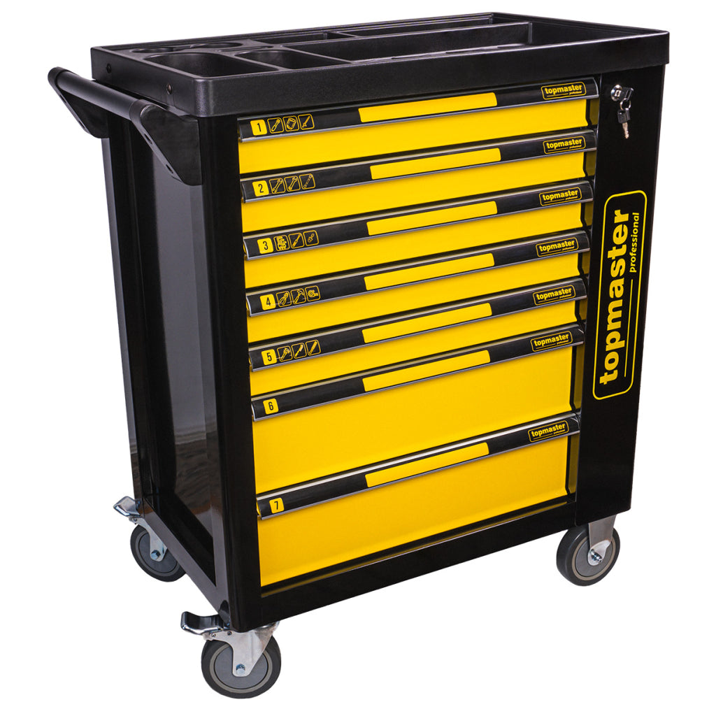 Felszerelt szerszámos kocsi – szerszámos szekrény 7 fiókkal 5 modul 219 db TOPMASTER pro