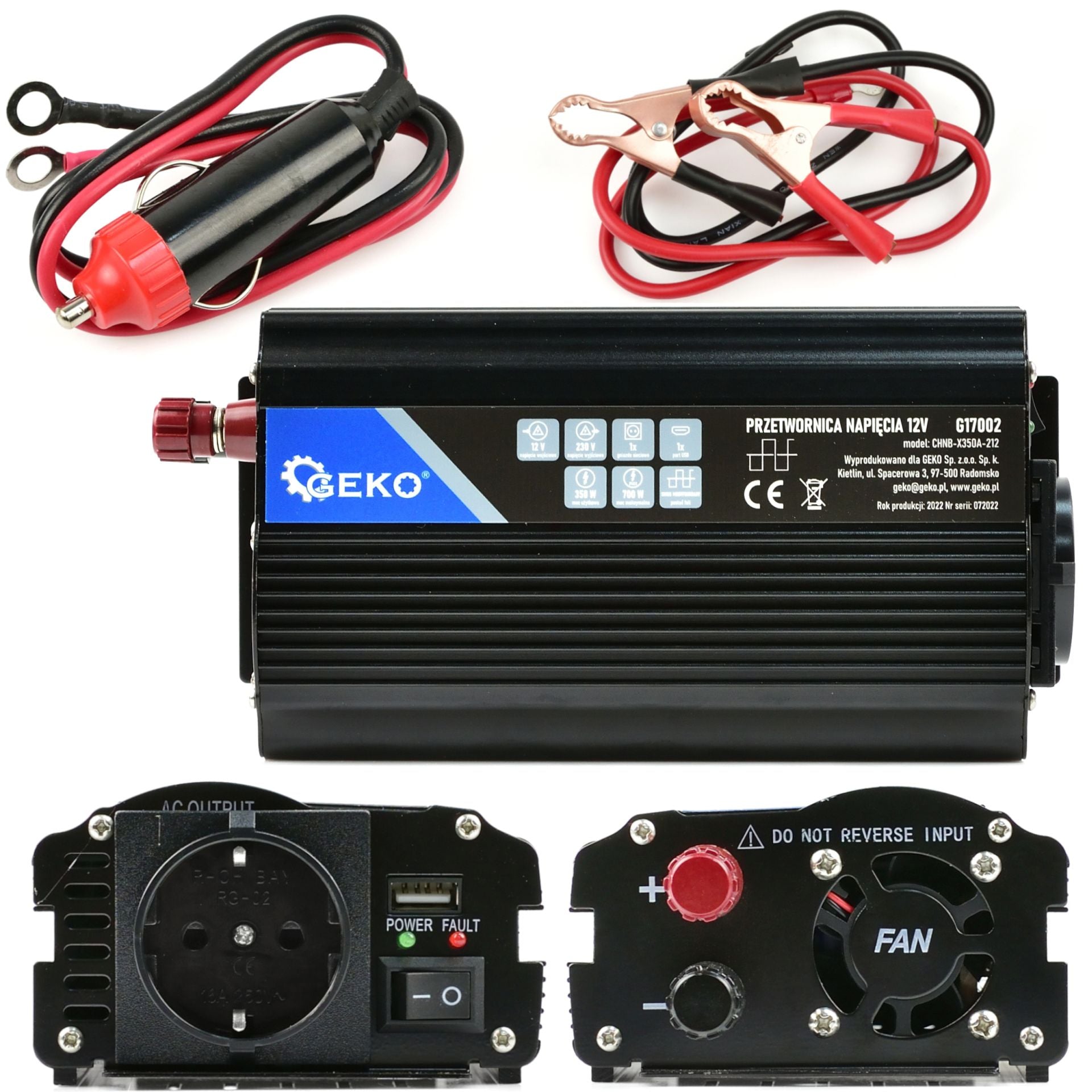 Feszültség átalakító - inverter 12 - 220 v 350/700 w