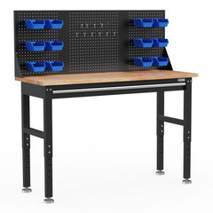 MUNKAPAD - MUNKAASZTAL FA MUNKALAPPAL ÁLLÍTHATÓ MAGASSÁGGAL 1 TÁROLÓVAL ÉS 1 SZERSZÁMTARTÓ PANELLEL 152CM