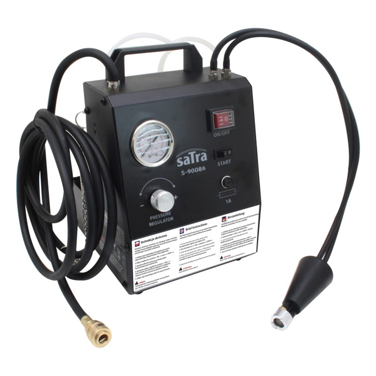 Fékfolyadék légtelenítő és cserélő készlet 17 adapterrel 0,6–3,0 bar  12 v / 230 v  univerzális abs/esp SATRA