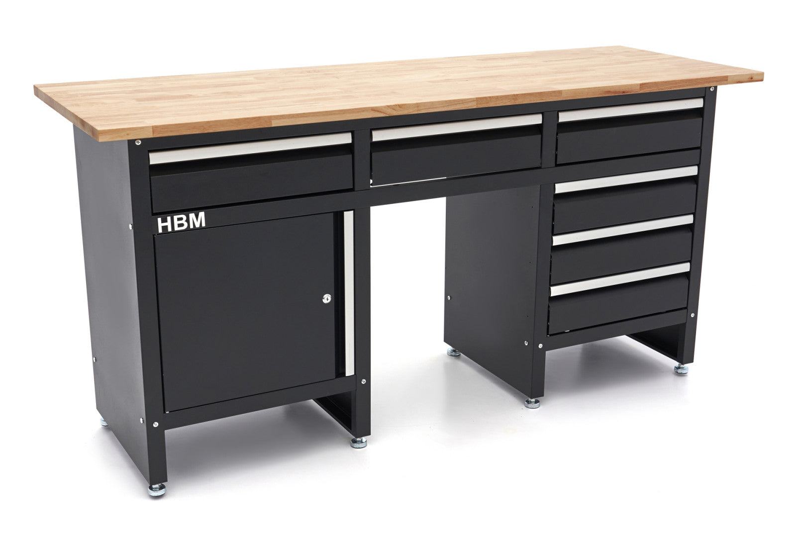Fém szerszámos szekrény keményfa munkalappal 171cm 1 ajtóval 6 fiókkal HBM MACHINES premium, hollandia