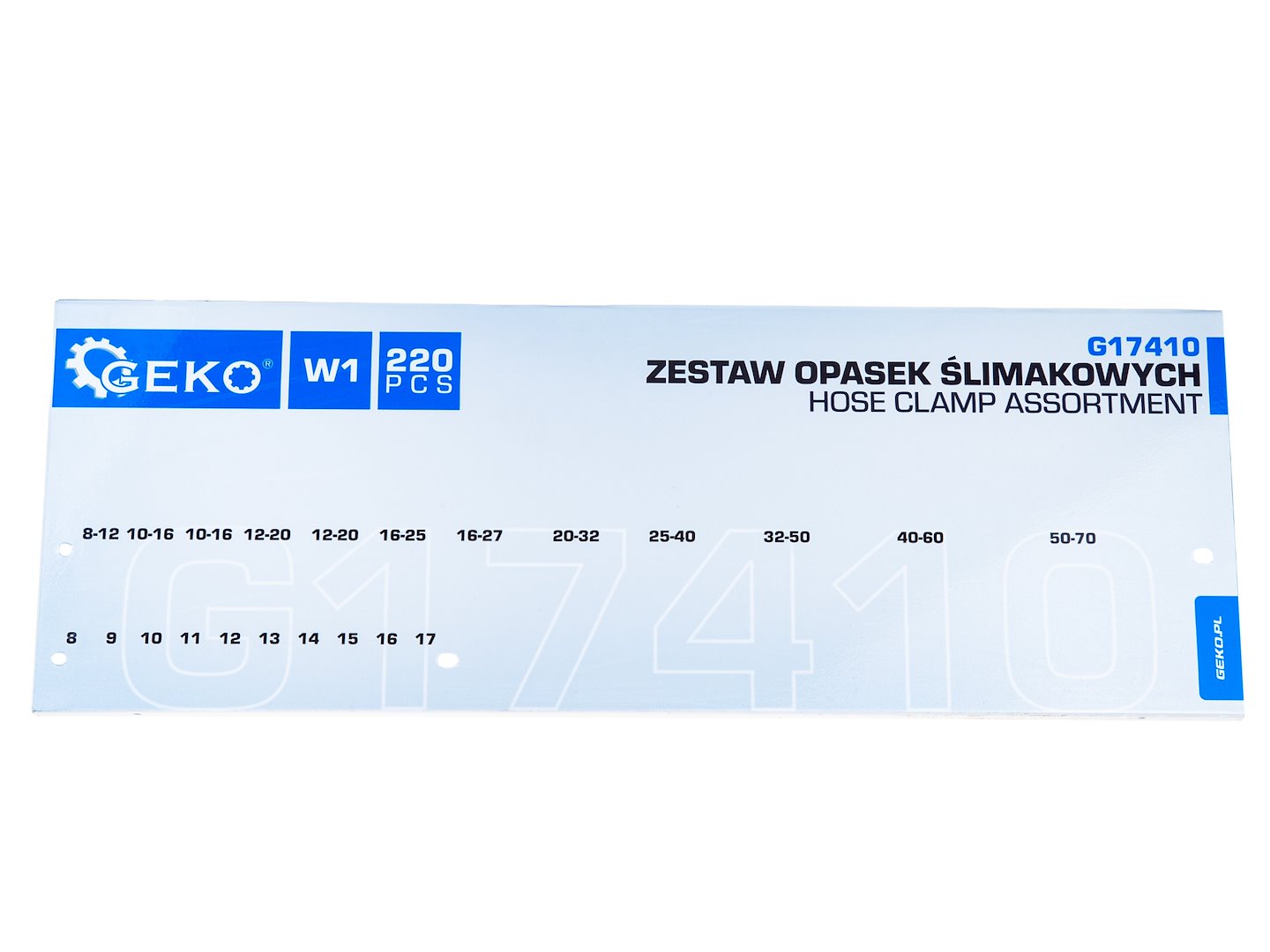 Fém tömlőbilincs készlet fali tartóval 220 db