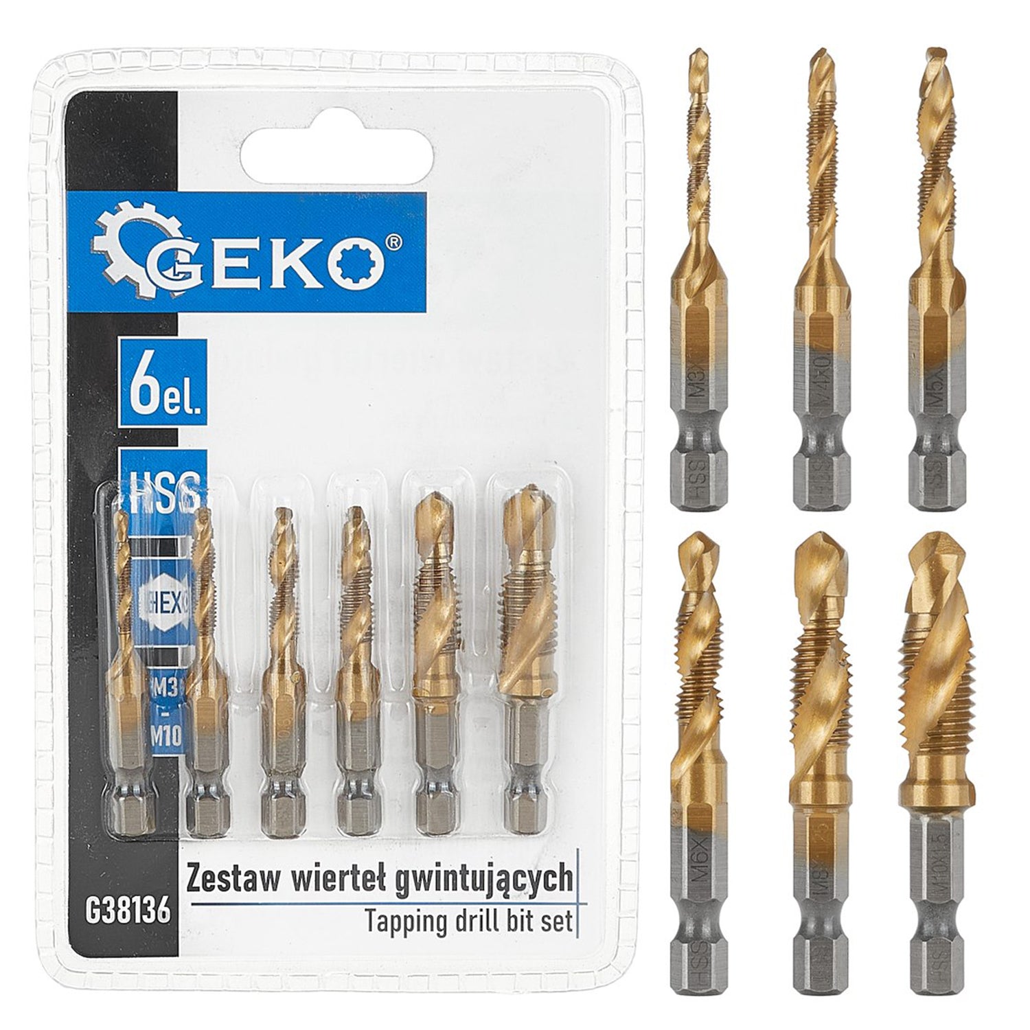 Fúrókészlet HSS hex m3-m10 6 db GEKO