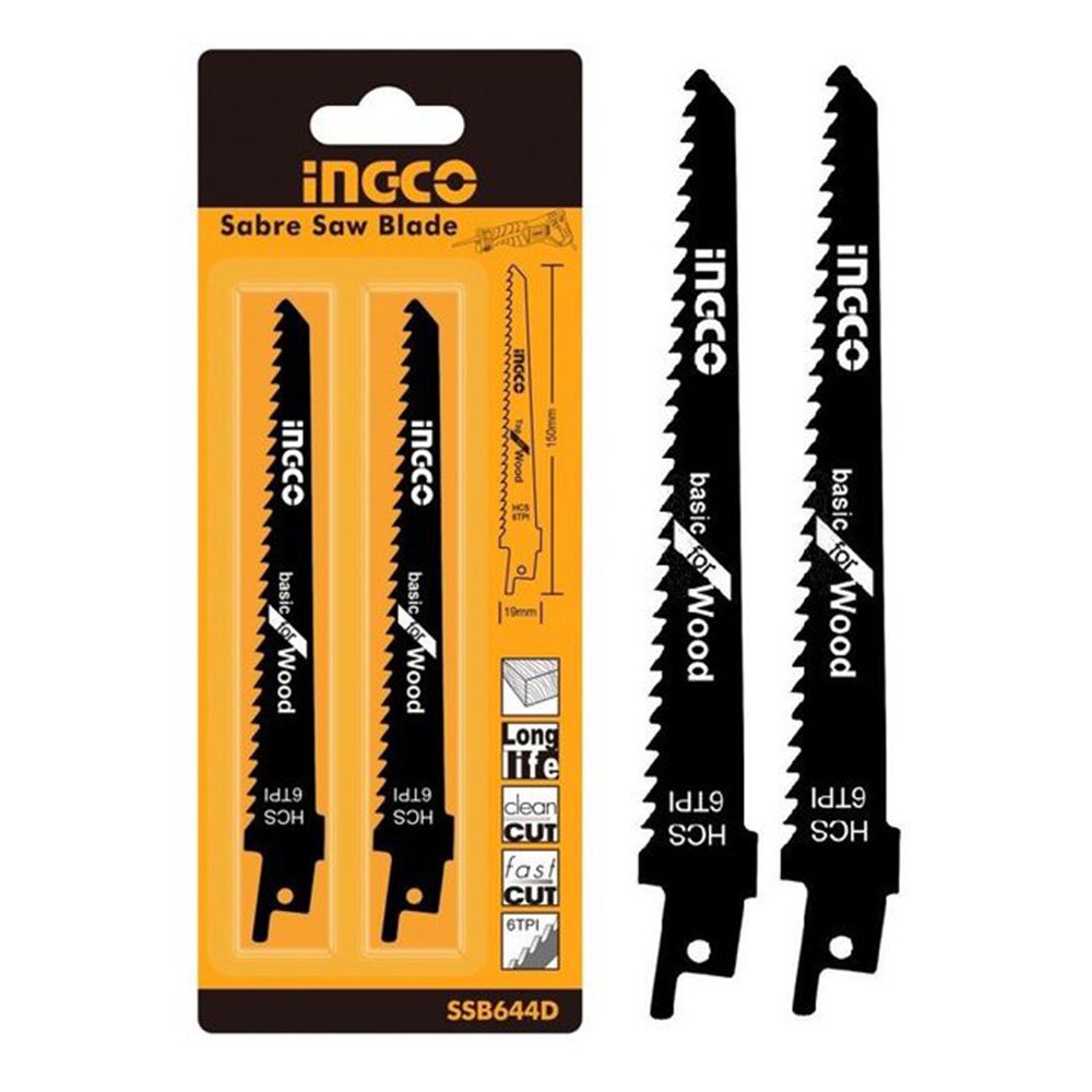 Fűrészlap készlet szúrófűrész - dekopírfűrész 2 db 150mm 6TPI INGCO