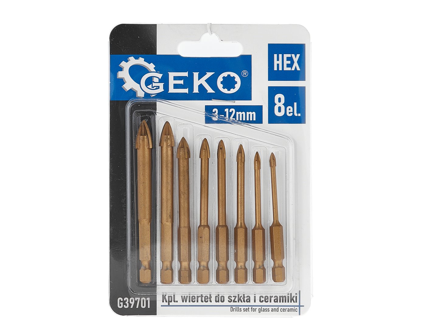 Fúrószár készlet üveghez és kerámiához imbusz 3-12 mm GEKO 8 db