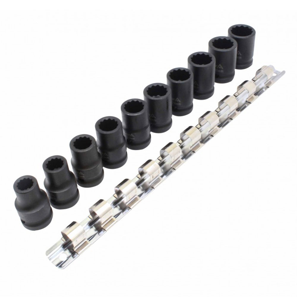 Gépi bi-hexagonális dugókulcs készlet 10 db 1/2" 12 oldal