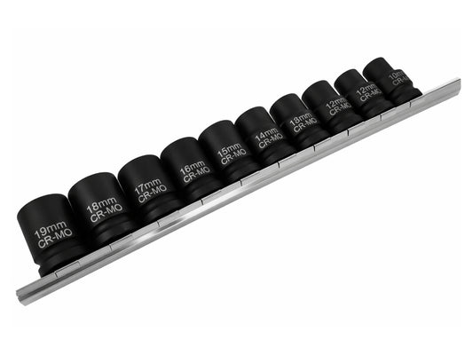 Gépi bi-hexagonális dugókulcs készlet rövid 10 db 1/2" 12 oldal