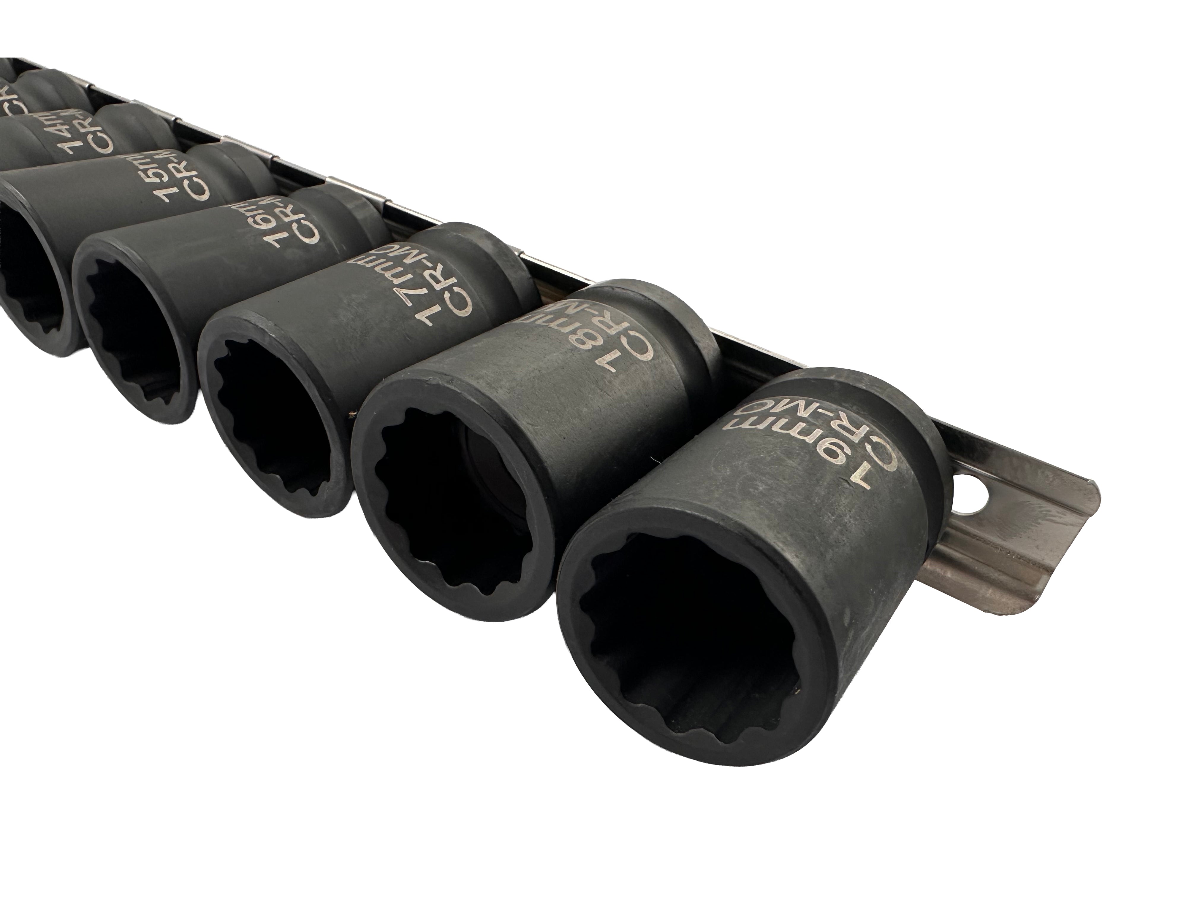 Gépi bi-hexagonális dugókulcs készlet rövid 10 db 1/2" 12 oldal