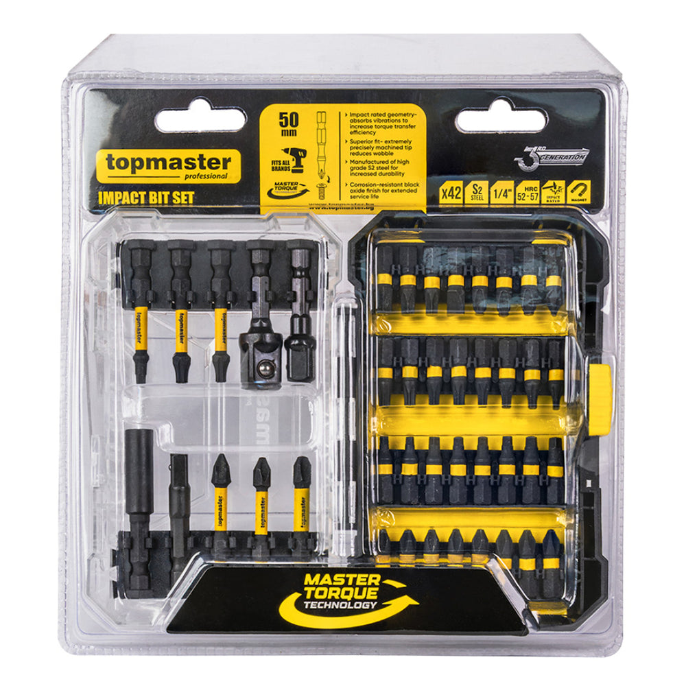 Gépi bit fej készlet 42 db TOPMASTER
