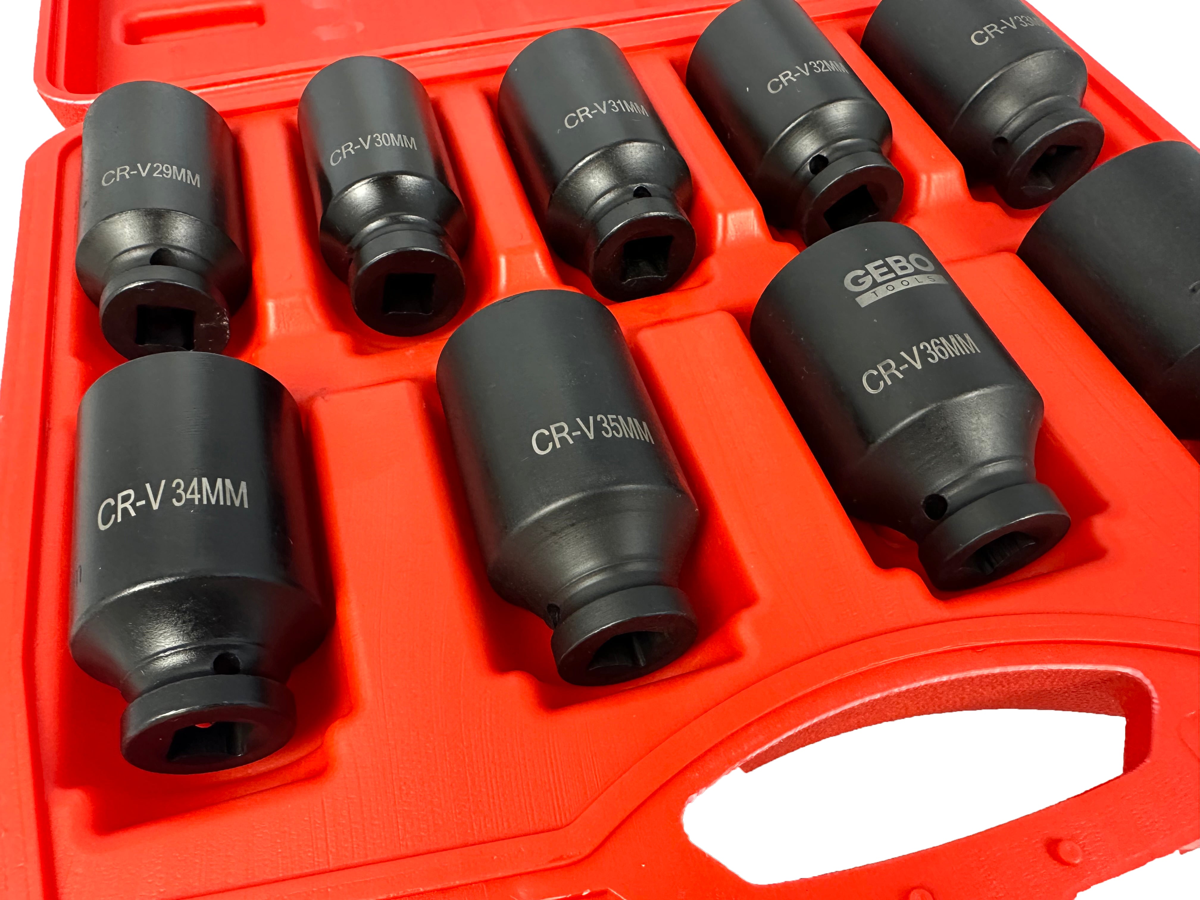 Gépi dugókulcs készlet féltengelyekhez 1/2" 29-38 mm 9 db GEBO TOOLS