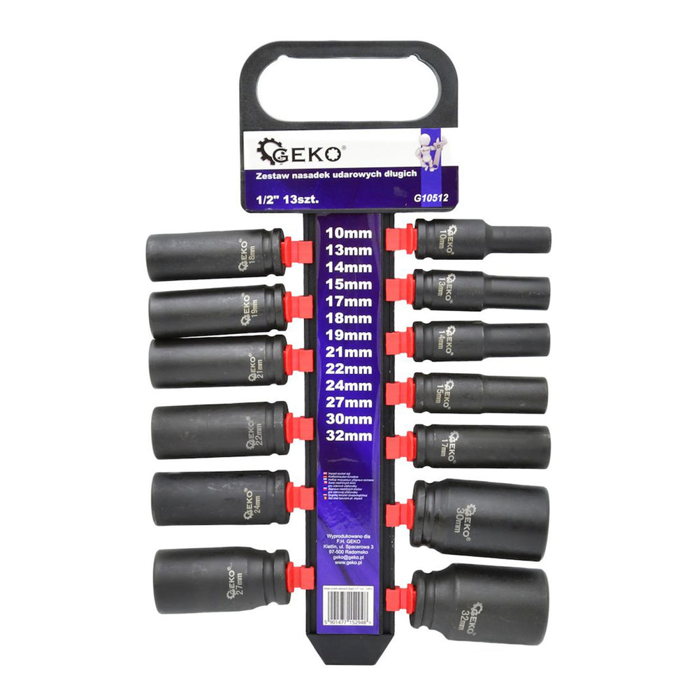 Gépi dugókulcs készlet hosszú 1/2" 10-32 mm 13 db GEKO