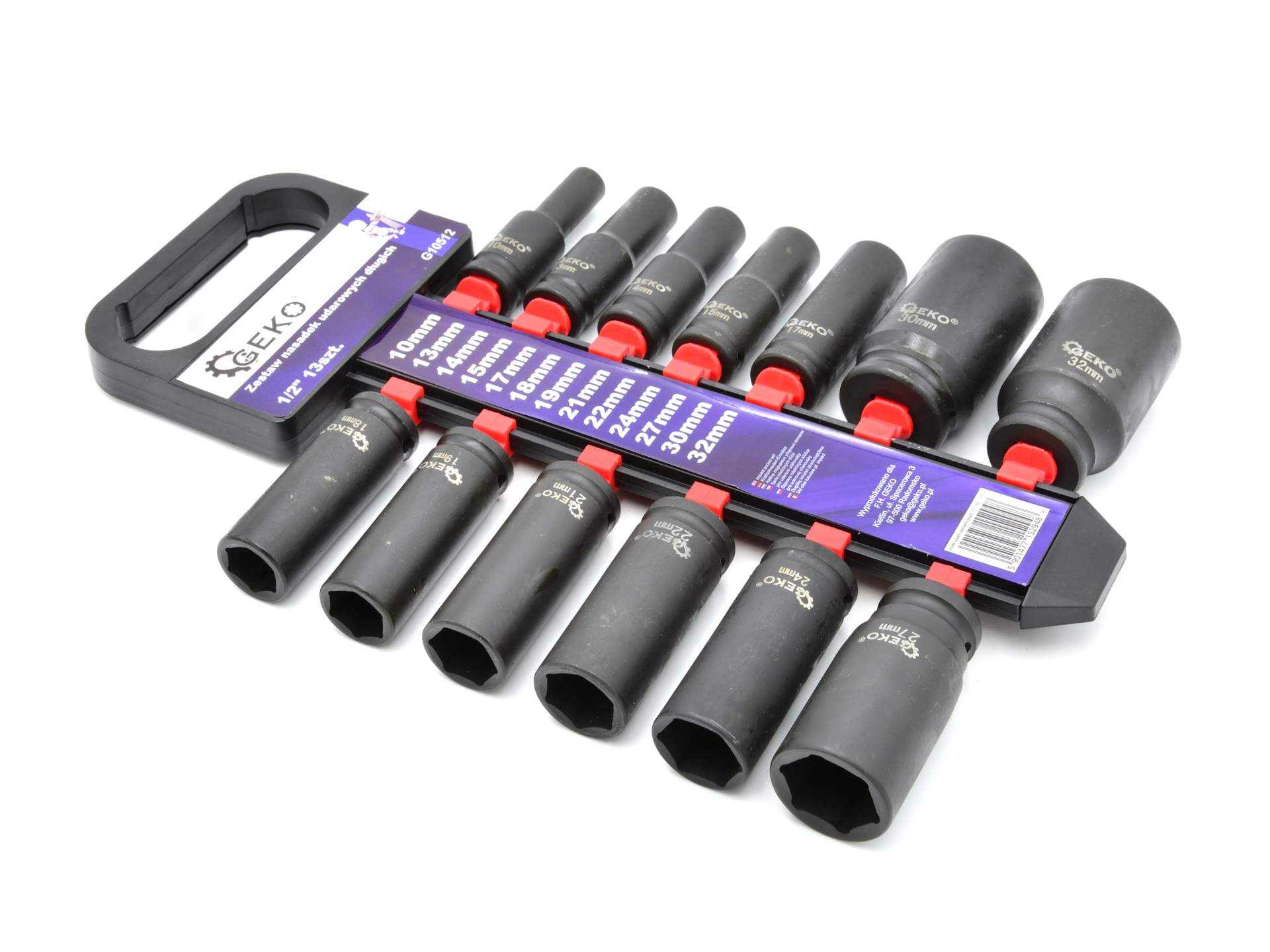 Gépi dugókulcs készlet hosszú 1/2" 10-32 mm 13 db GEKO