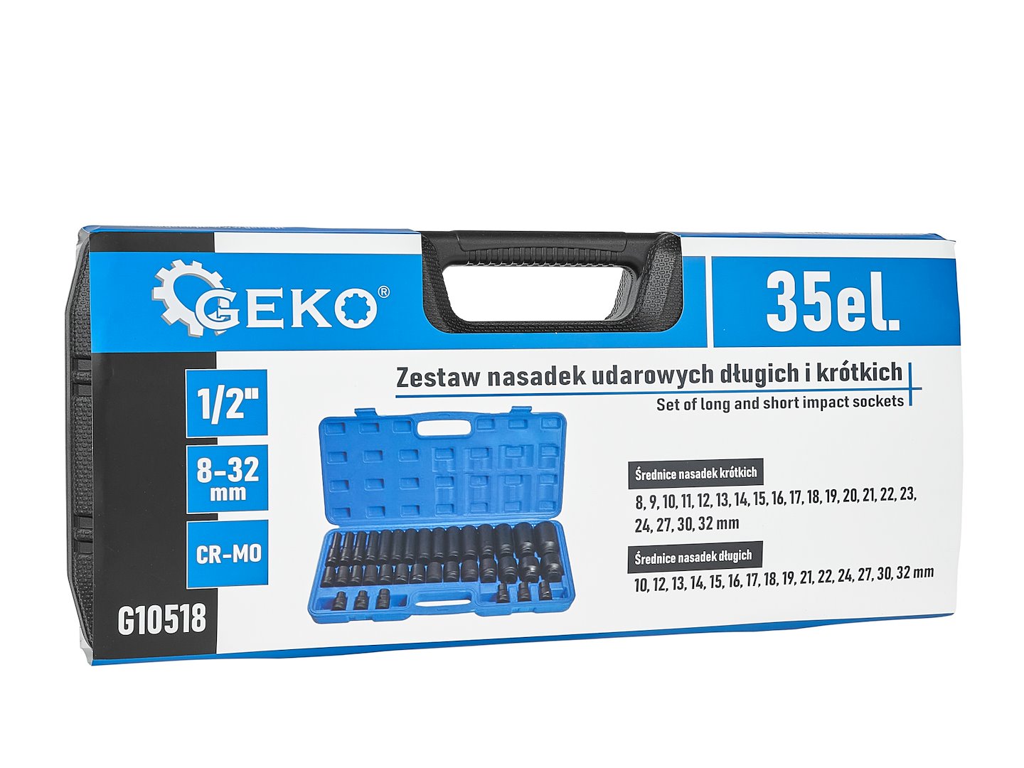 Gépi dugókulcs készlet rövid és hosszú 1/2" 8-32mm 35 db