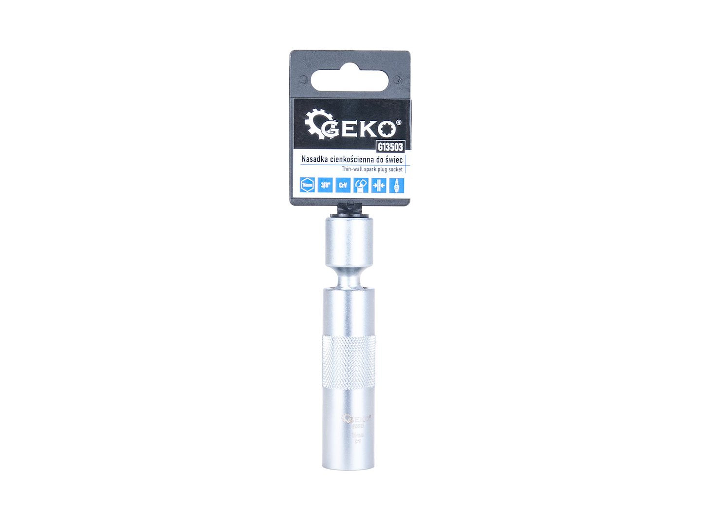 Gyertya dugókulcs csuklós 3/8″ CRV 16 mm GEKO