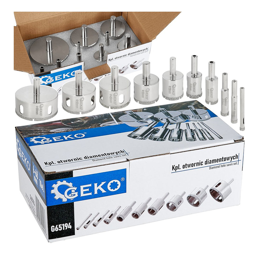 Gyémánt lyukfúró készlet csempéhez és járólaphoz 6-68 mm 10 db GEKO