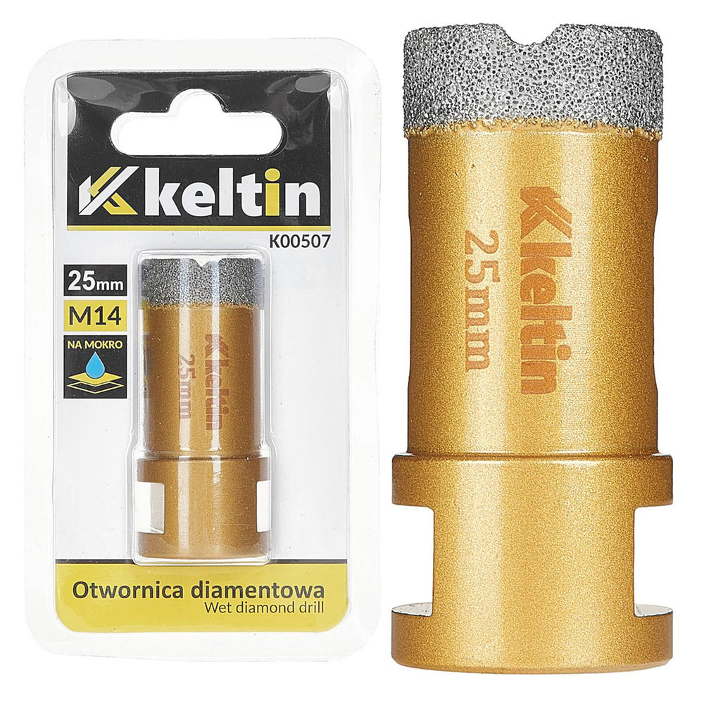 Gyémántozott lyukfúró 25 mm m14 KELTIN