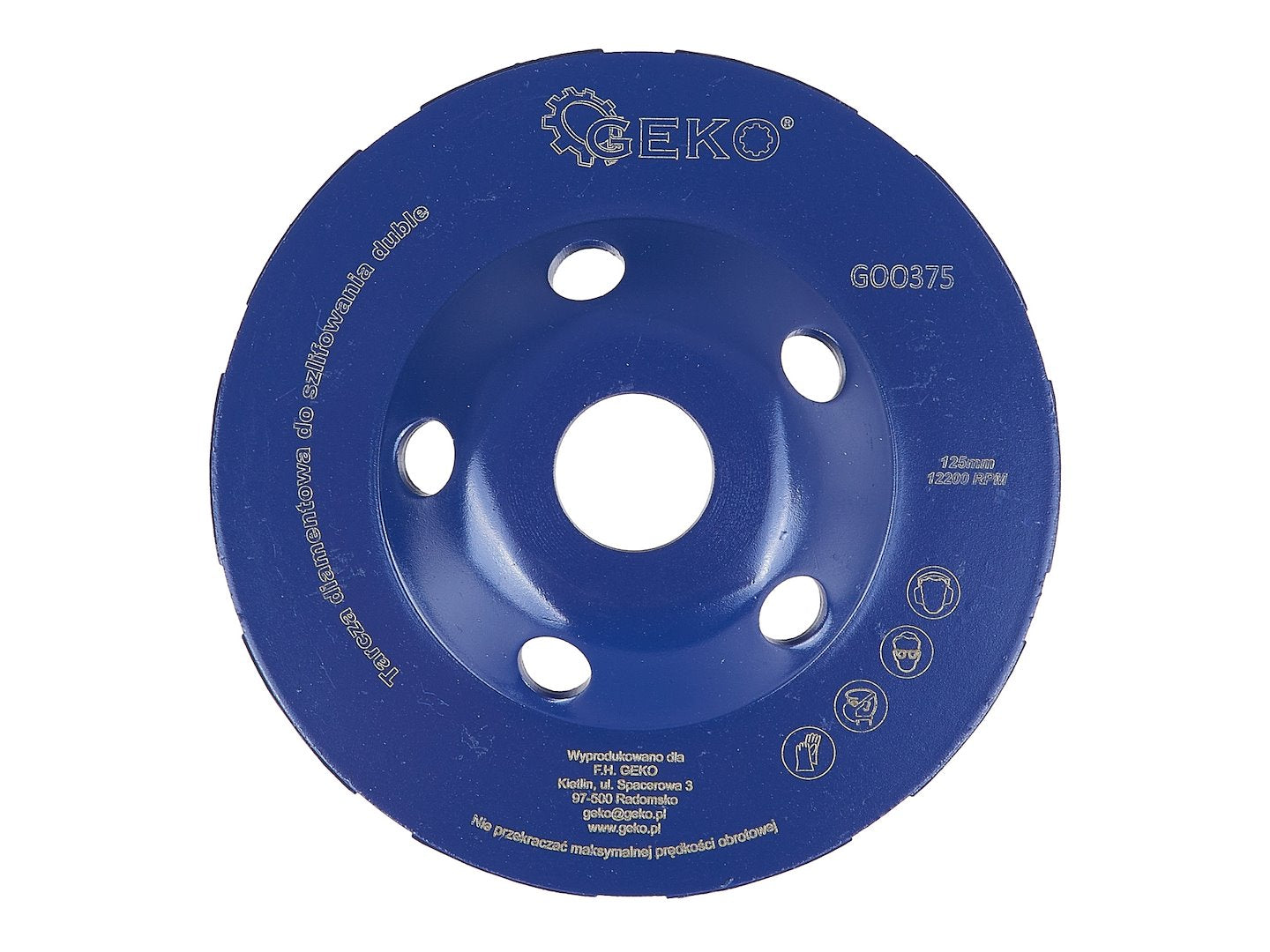 Gyémántozott szegmentált csiszolókorong beton gránit márvány csiszolására 5 mm 125 x 22.2 mm GEKO