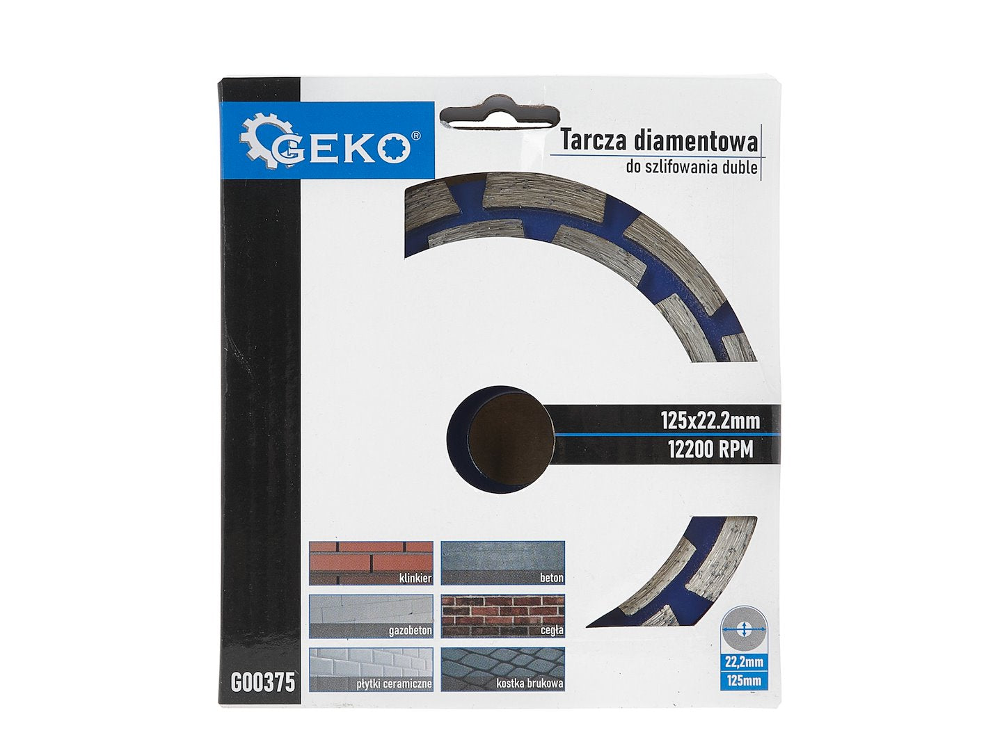 Gyémántozott szegmentált csiszolókorong beton gránit márvány csiszolására 5 mm 125 x 22.2 mm GEKO