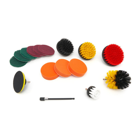 HBM 16 DARABOS TISZTÍTÓKEFE-, POLÍROZÓ- ÉS CSISZOLÓSZIVACS-KÉSZLET ELEKTROMOS SZERSZÁMOKHOZ