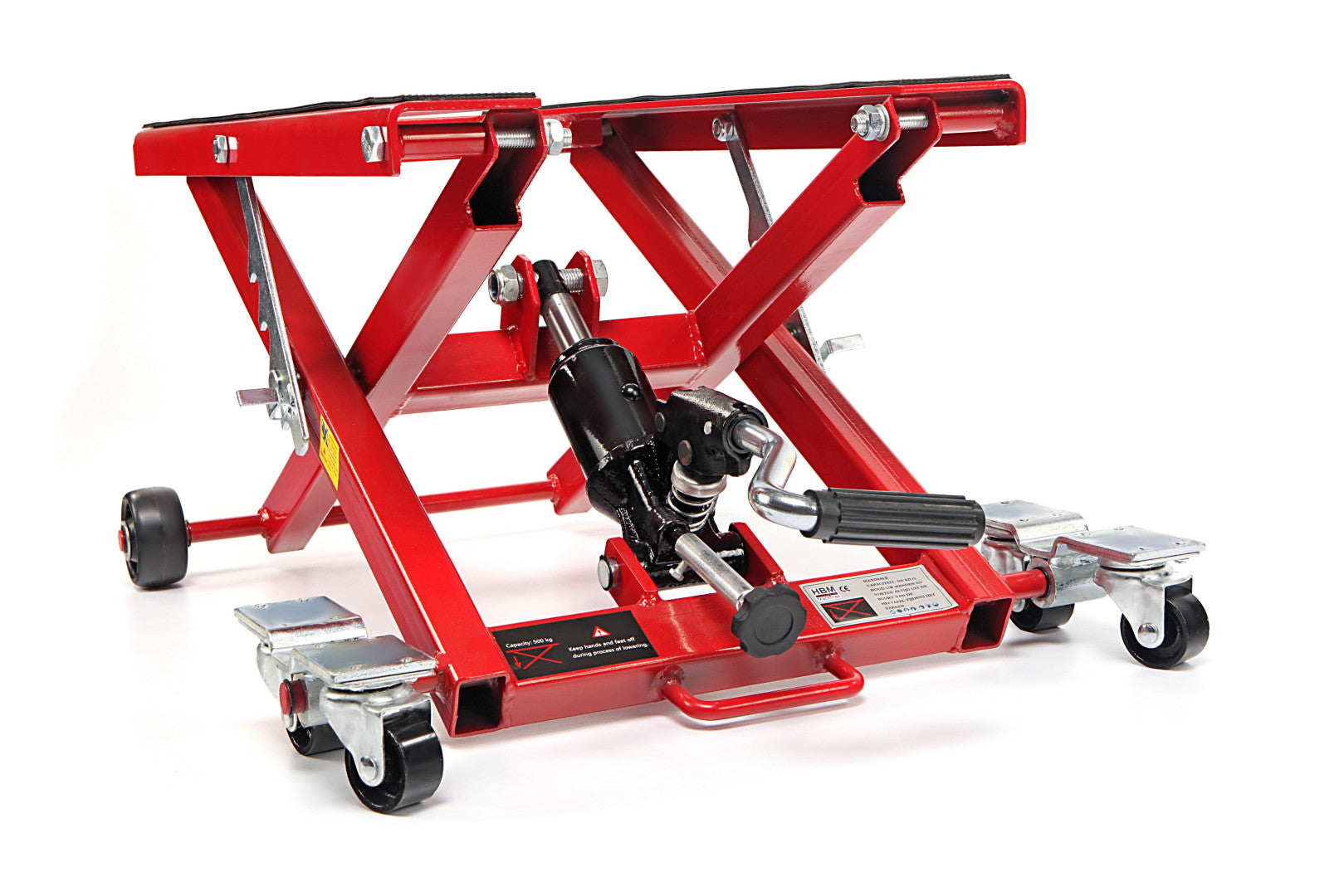 Hidraulikus motorkerékpár emelő 500 kg piros HBM MACHINES hollandia