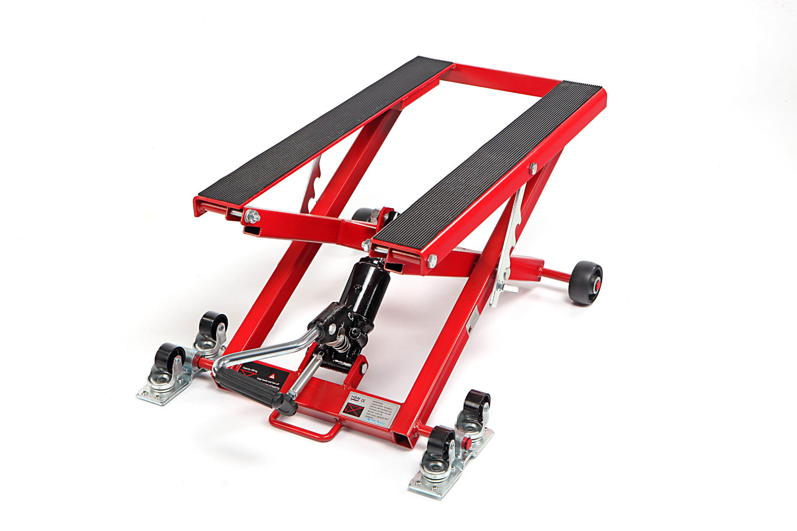 Hidraulikus motorkerékpár emelő 500 kg piros HBM MACHINES hollandia