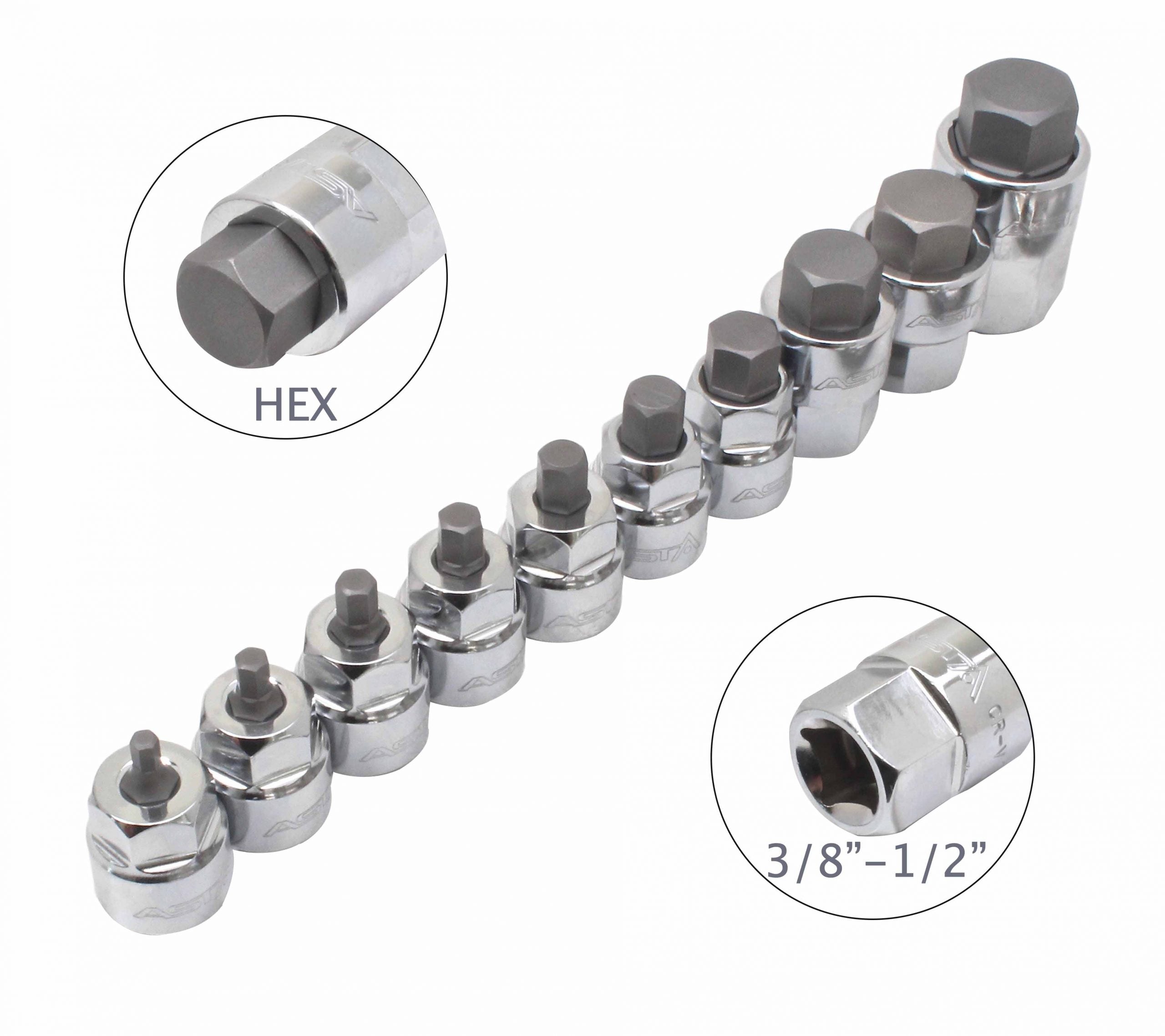 Imbusz bit készlet hatszögletű 1/4" - 3/8" 10 db