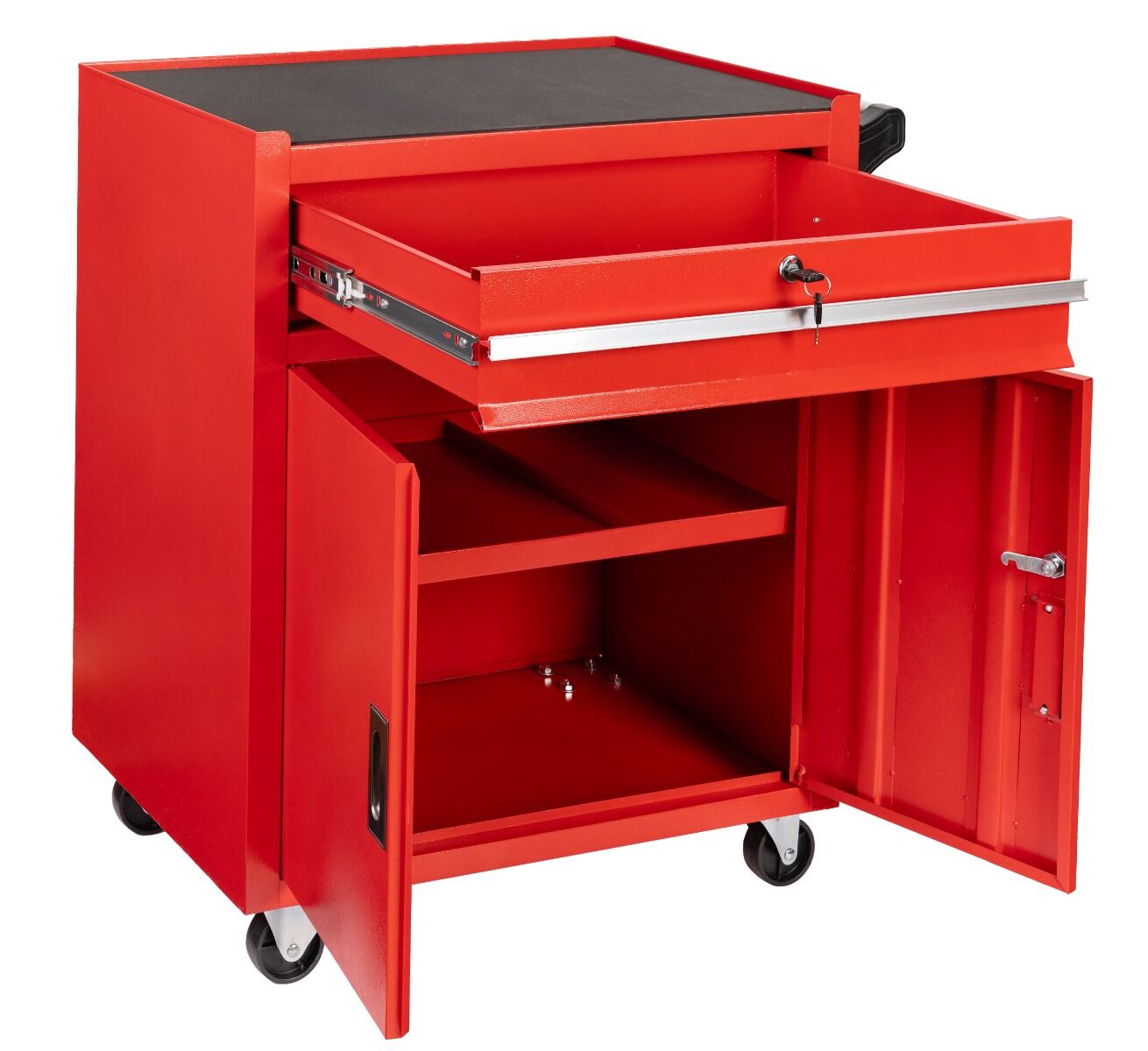 ÜRES SZERSZÁMOS KOCSI - SZERSZÁMOS SZEKRÉNY PIROS KEREKEKKEL ÉS FOGANTYÚVAL INVENTO PRÉMIUM 73 X 63 X 40 CM INVENTO