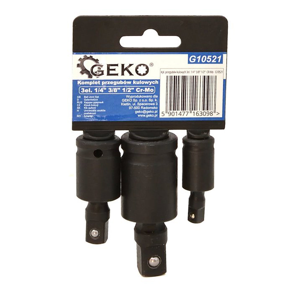 Kardán csuklós gépi dugókulcs adapter készlet 1/4" 3/8" 1/2" 3 db GEKO