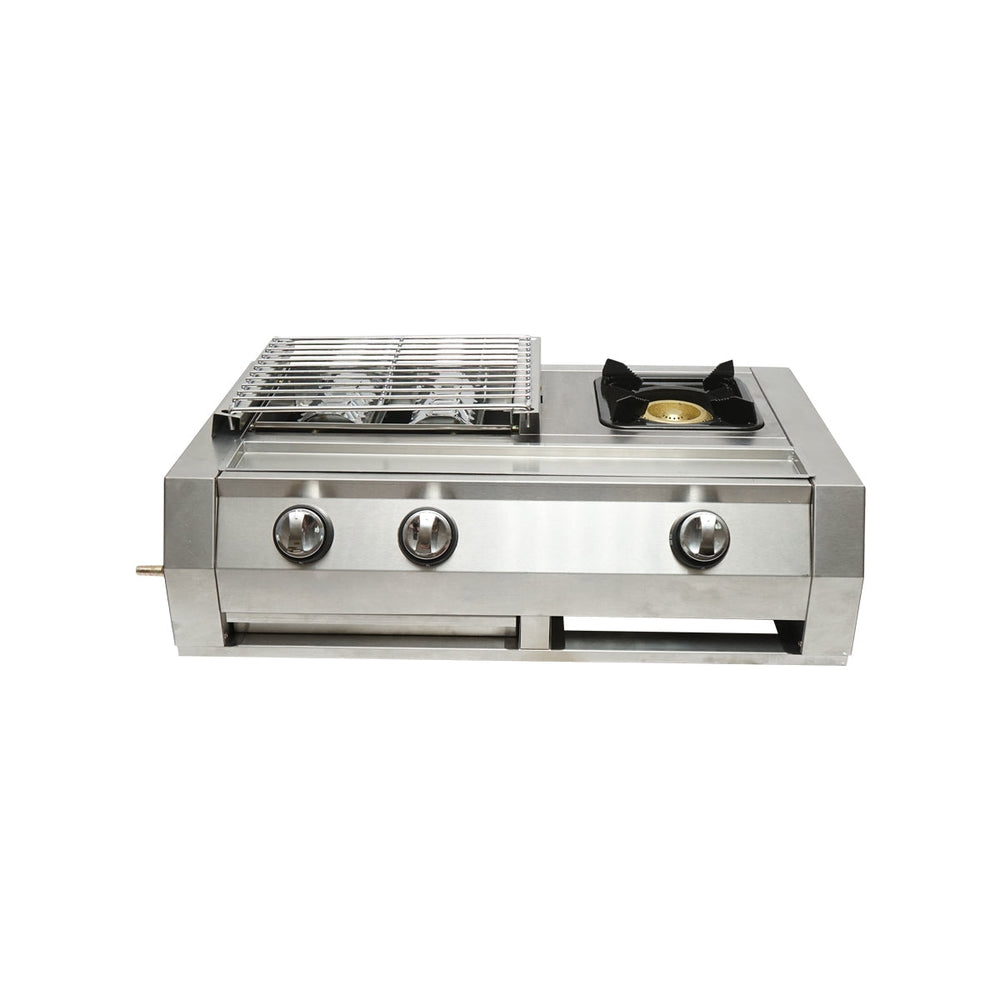 Kemping grillsütő 2 égővel és 1 főzőfelülettel 676x400x185 mm brecner germany