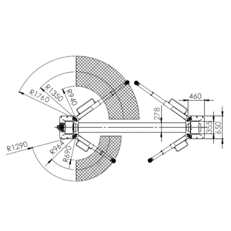 Kétoszlopos - csápos emelő automata zárkioldással 5 t 380 v
