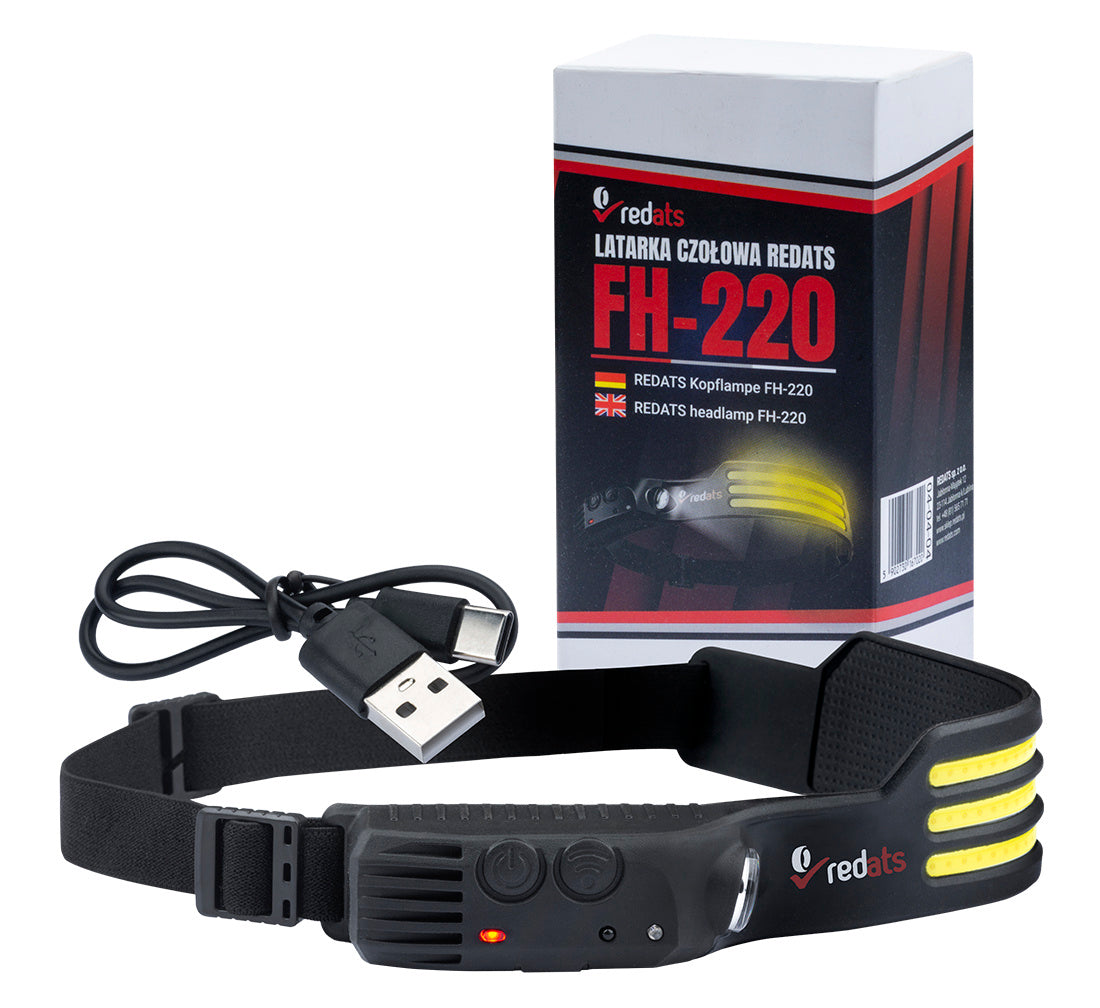 Led fejlámpa fh-220 érzékelővel 3 LED szalag újratölthető 1200mah