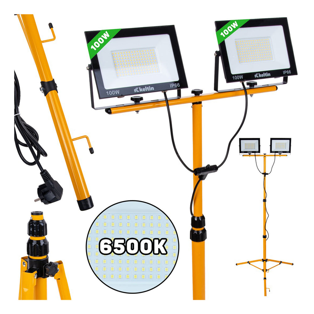 Led munkalámpa 2 x 100W 6500k állítható állvánnyal