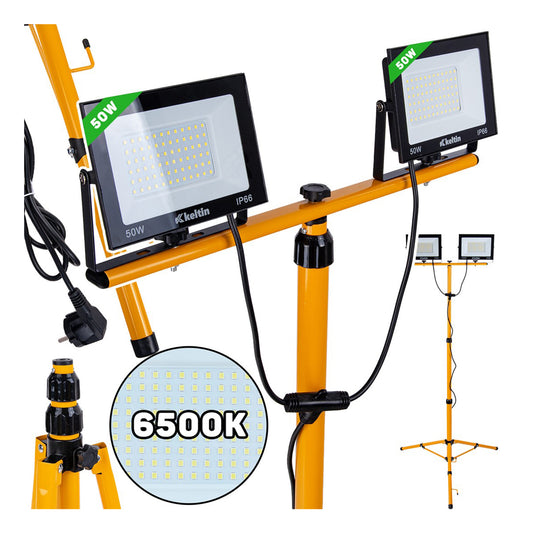 Led munkalámpa 2 x 50W 6500k állítható állvánnyal