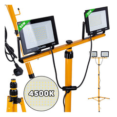 Led munkalámpa állítható állványval 60–160 cm 2 x 50W 4500k IP66 KELTIN