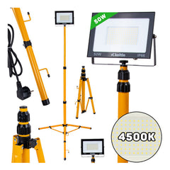 Led munkalámpa állítható állványval 60–160 cm 50W 4500k 10.000 lm GEKO
