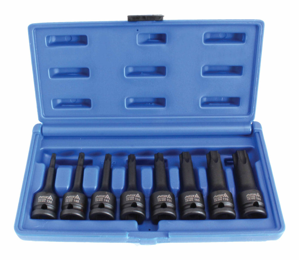 Levegős dugókulcs készlet biti TORX 1/2" t31-t80 8 darab