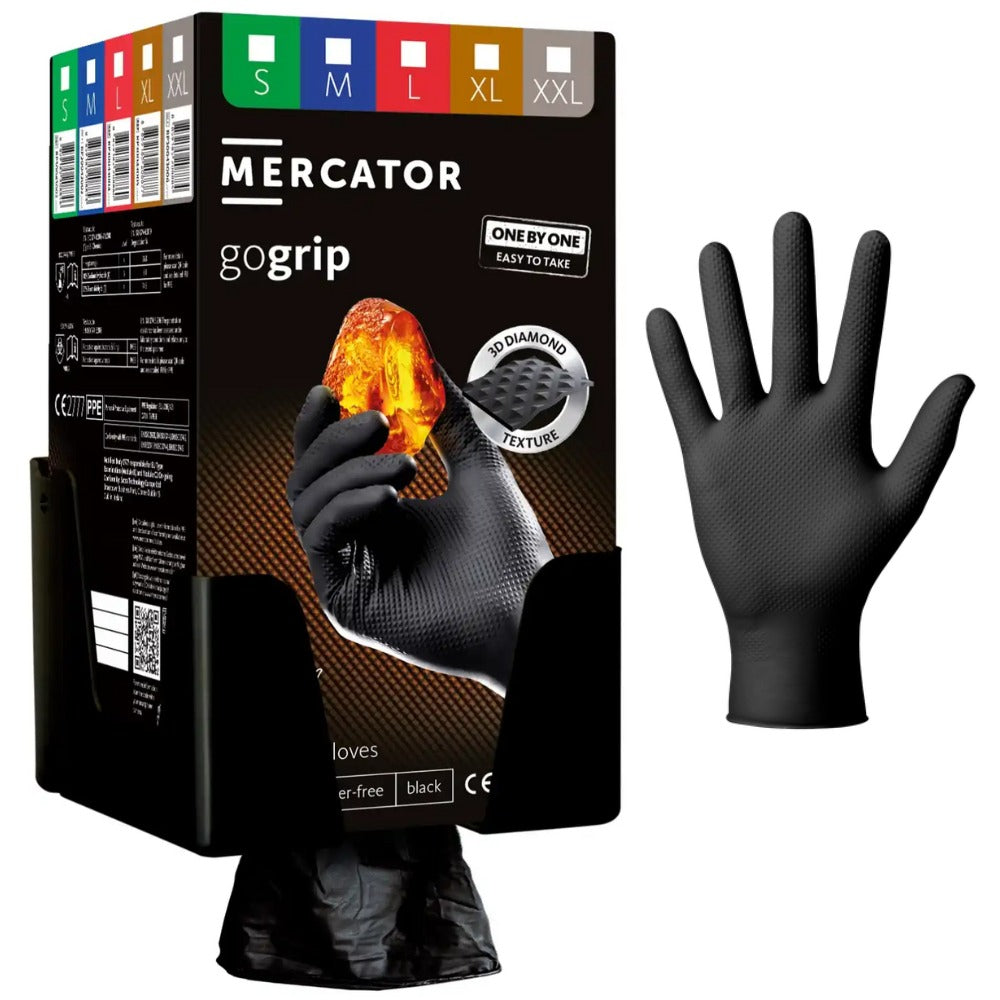 Nitril kesztyű premium MERCATOR one by one fekete L méret 100 db