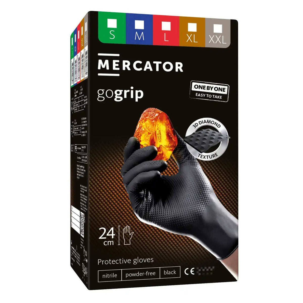 Nitril kesztyű premium MERCATOR one by one fekete L méret 100 db