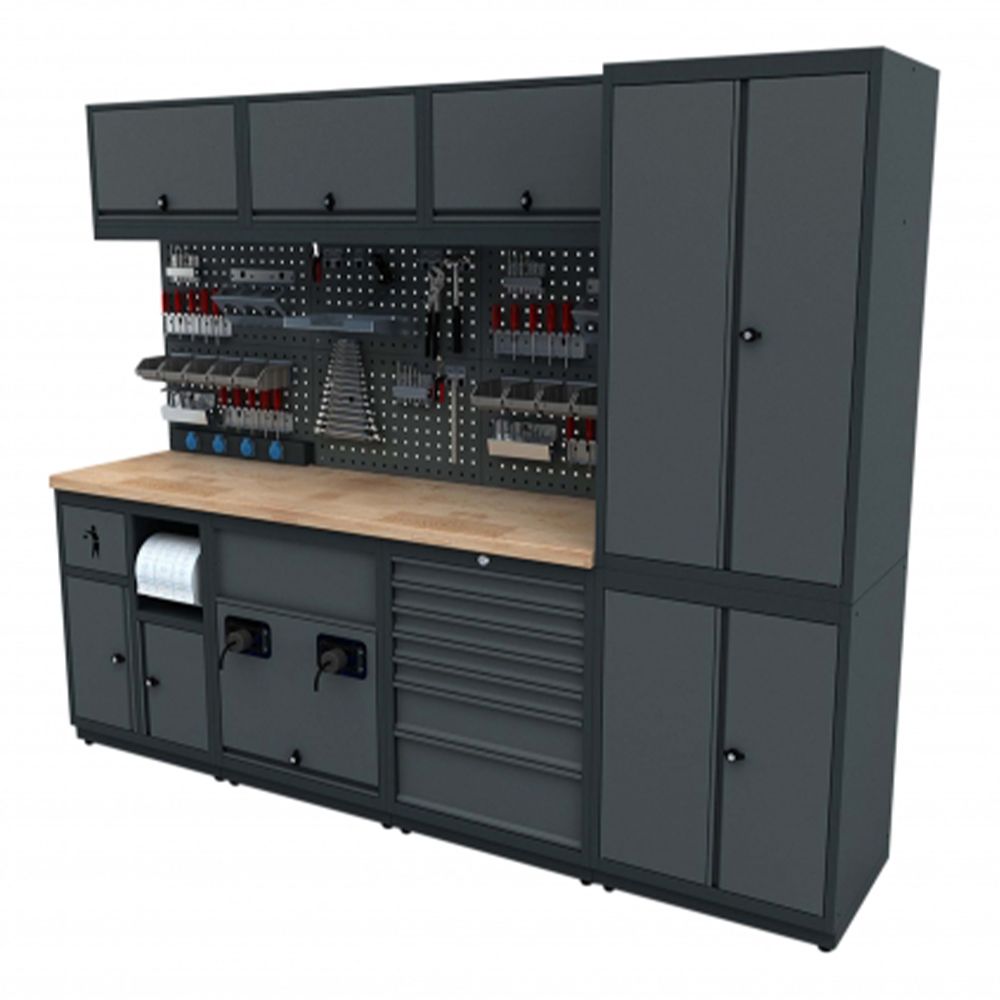 Műhelyszekrény készlet munkapaddal 2.48m d model