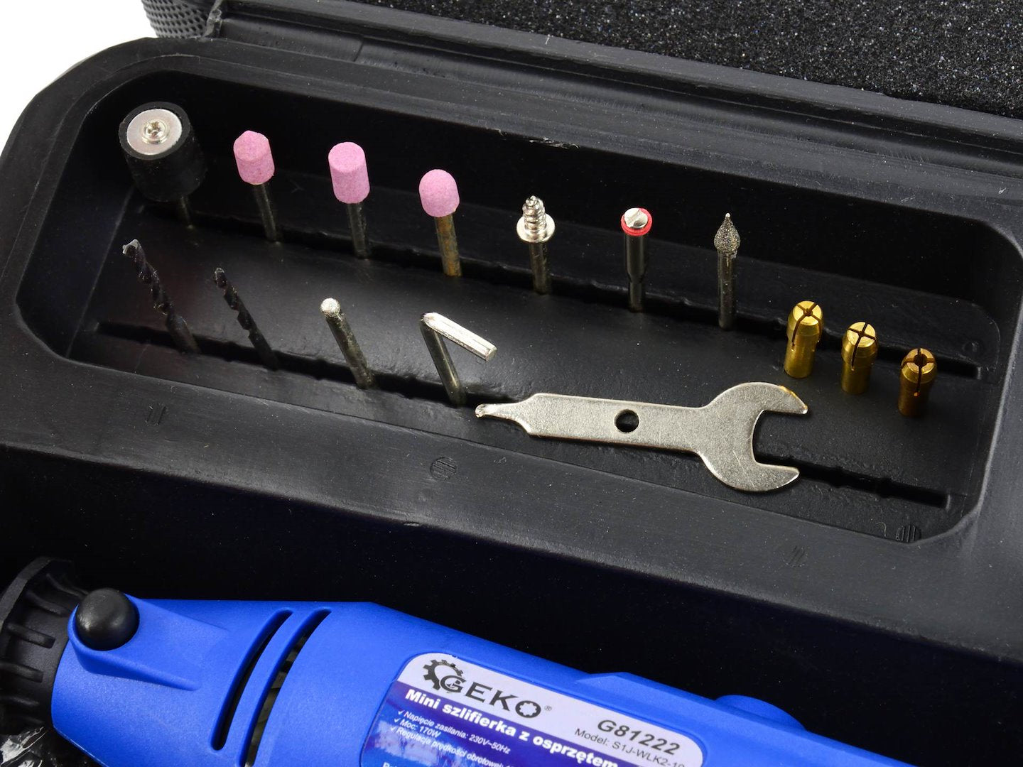 Mini kézi csiszoló készlet 40 db 220 v GEKO