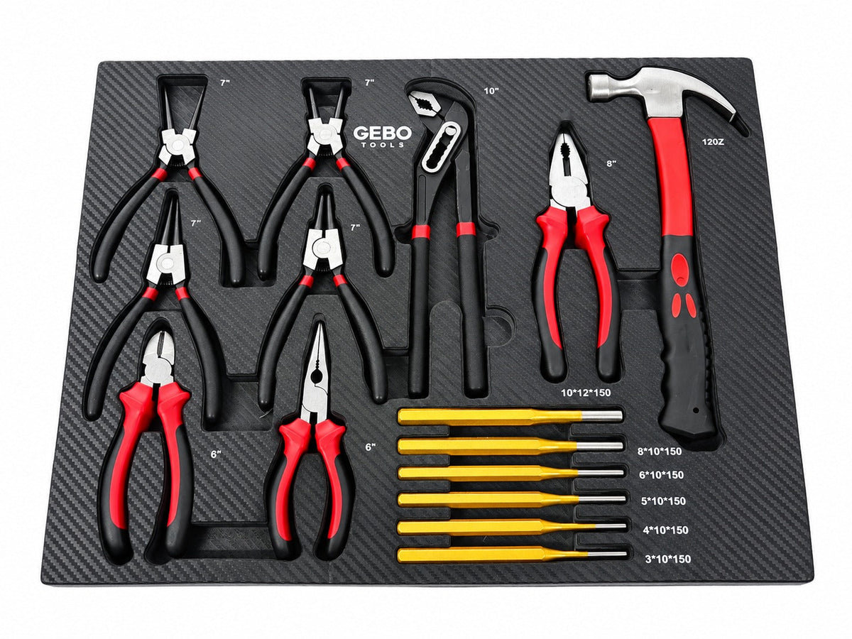 Szerszámos szekrény – szerszámos kocsi modul fogó és csapszegkiütő készlettel 16 db 54 x 39,5 x 3 cm GEBO TOOLS