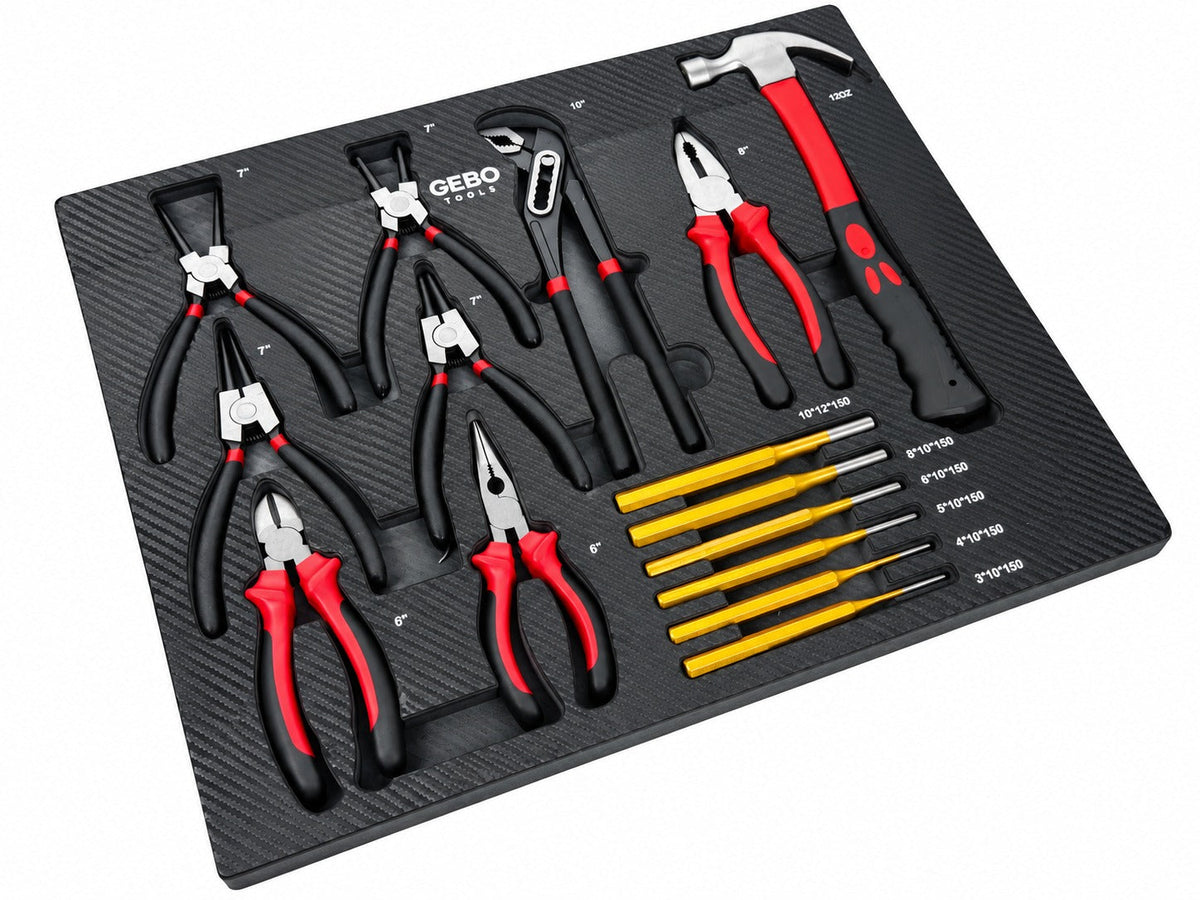 Szerszámos szekrény – szerszámos kocsi modul fogó és csapszegkiütő készlettel 16 db 54 x 39,5 x 3 cm GEBO TOOLS