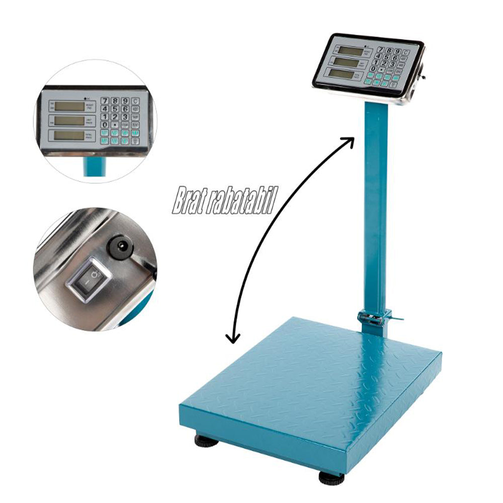 Mérleg platformal és összecsukható karral LCD kijelzővel 350kg