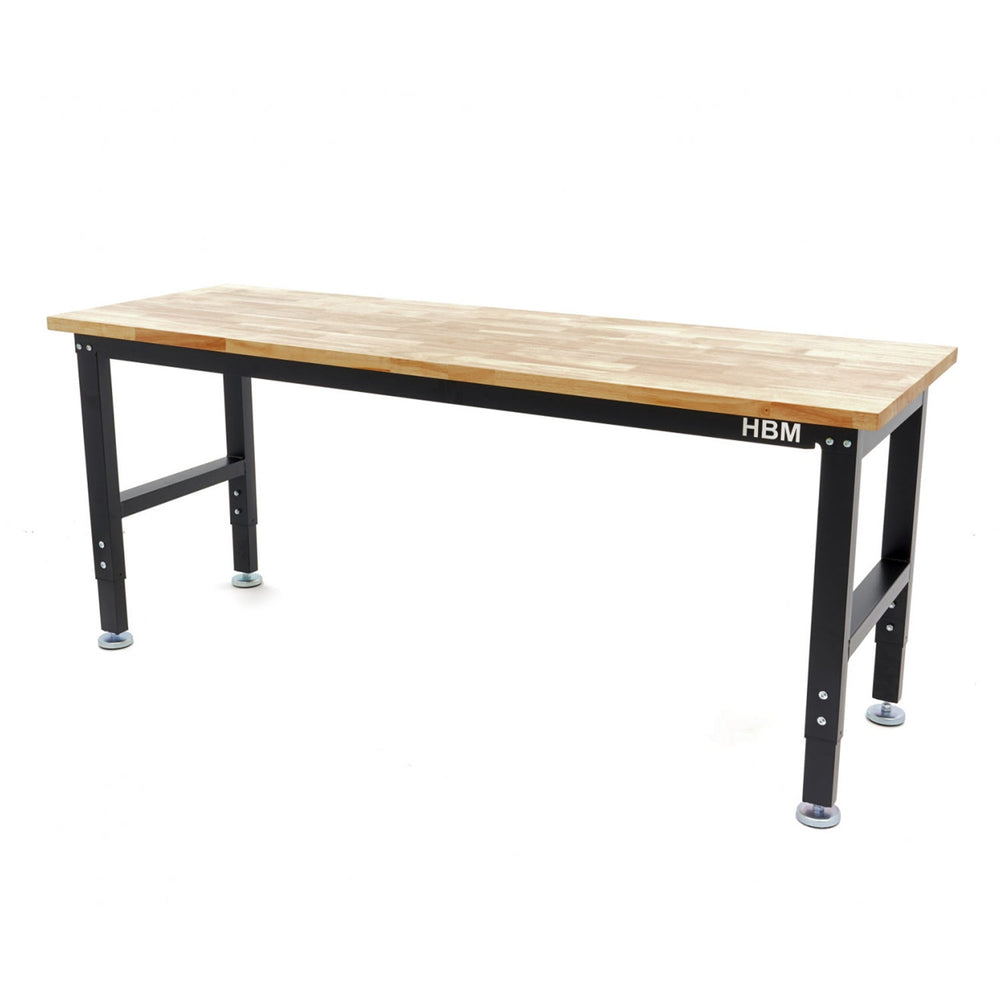 Munkapad - munkaasztal állítható magassággal tömör fa munkalappal 182 cm HBM