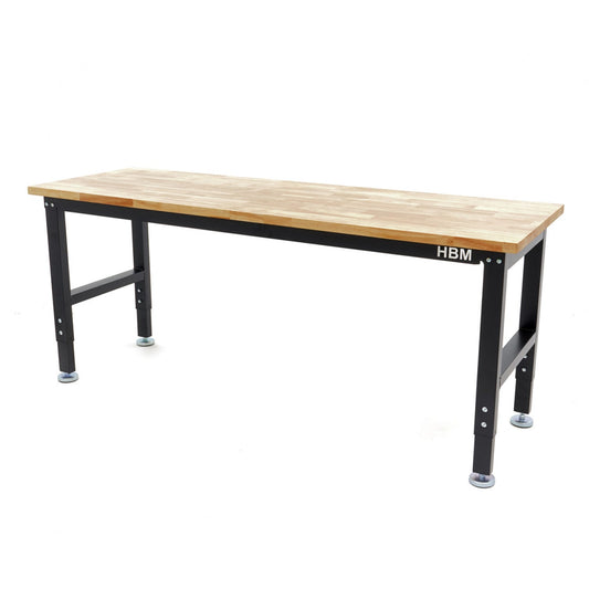 Munkapad - munkaasztal állítható magassággal tömör fa munkalappal 182 cm HBM
