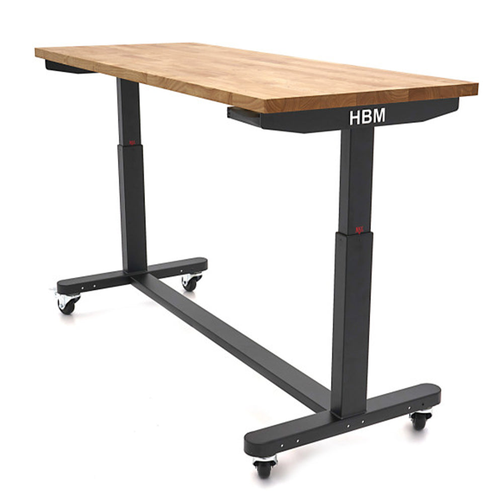 Munkapad állítható magasságú tömörfa munkalappal 152cm