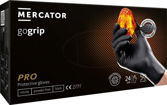 Nitril kesztű gumikesztyű MERCATOR gogrip mechanikusoknak m méret 50 db fekete