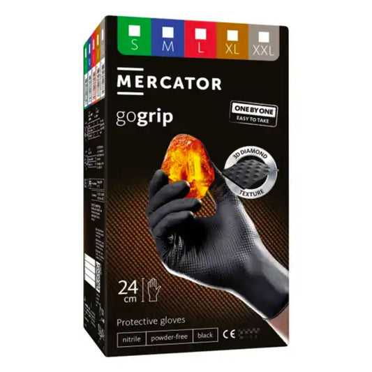 Nitril kesztyű premium MERCATOR one by one fekete m méret 100 db