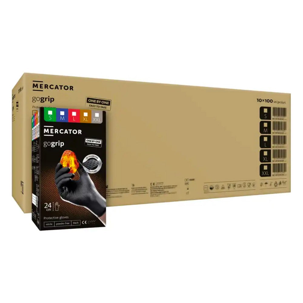Nitril kesztyű premium MERCATOR one by one fekete m méret 100 db